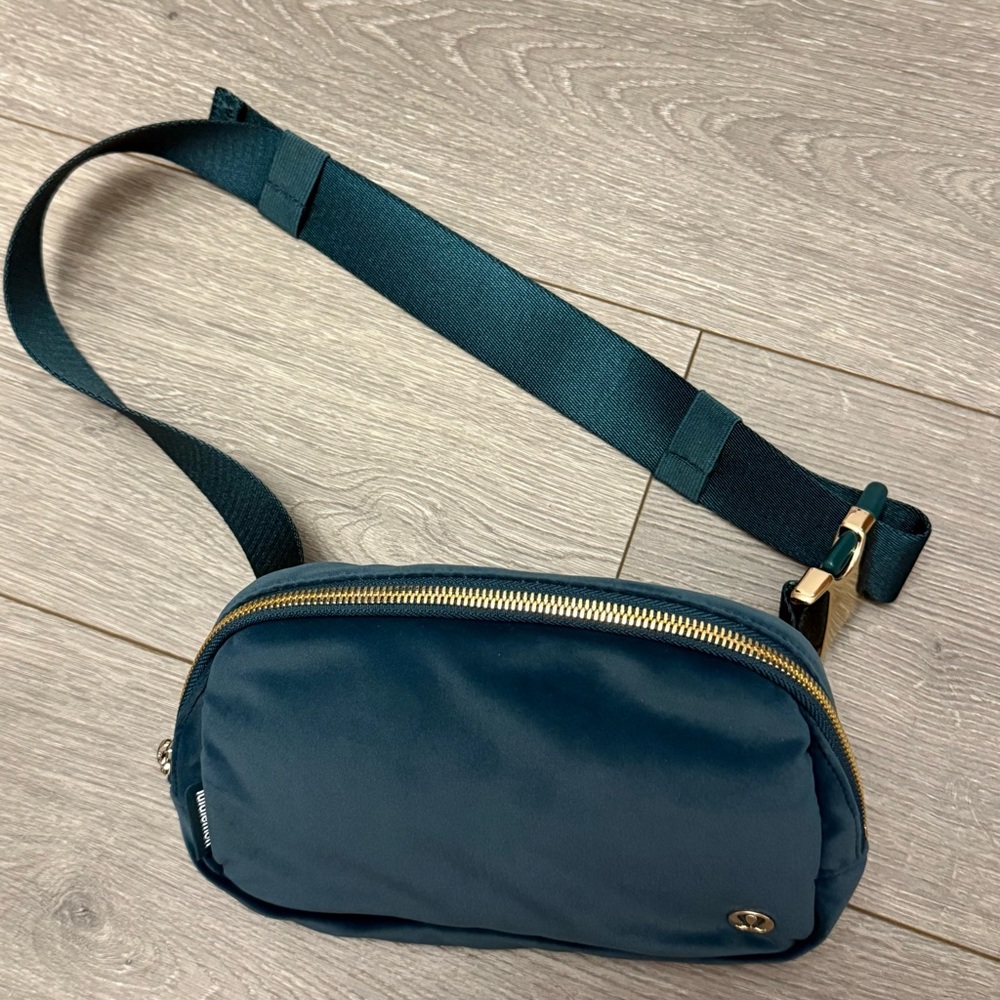 Teal Crossbody Bag with Gold Accents